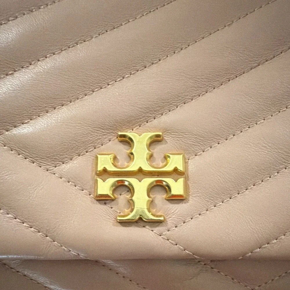 Tory Burch Pink Medium Kira Shoulder Bag Chevron Quilted Gold Chain Convertible